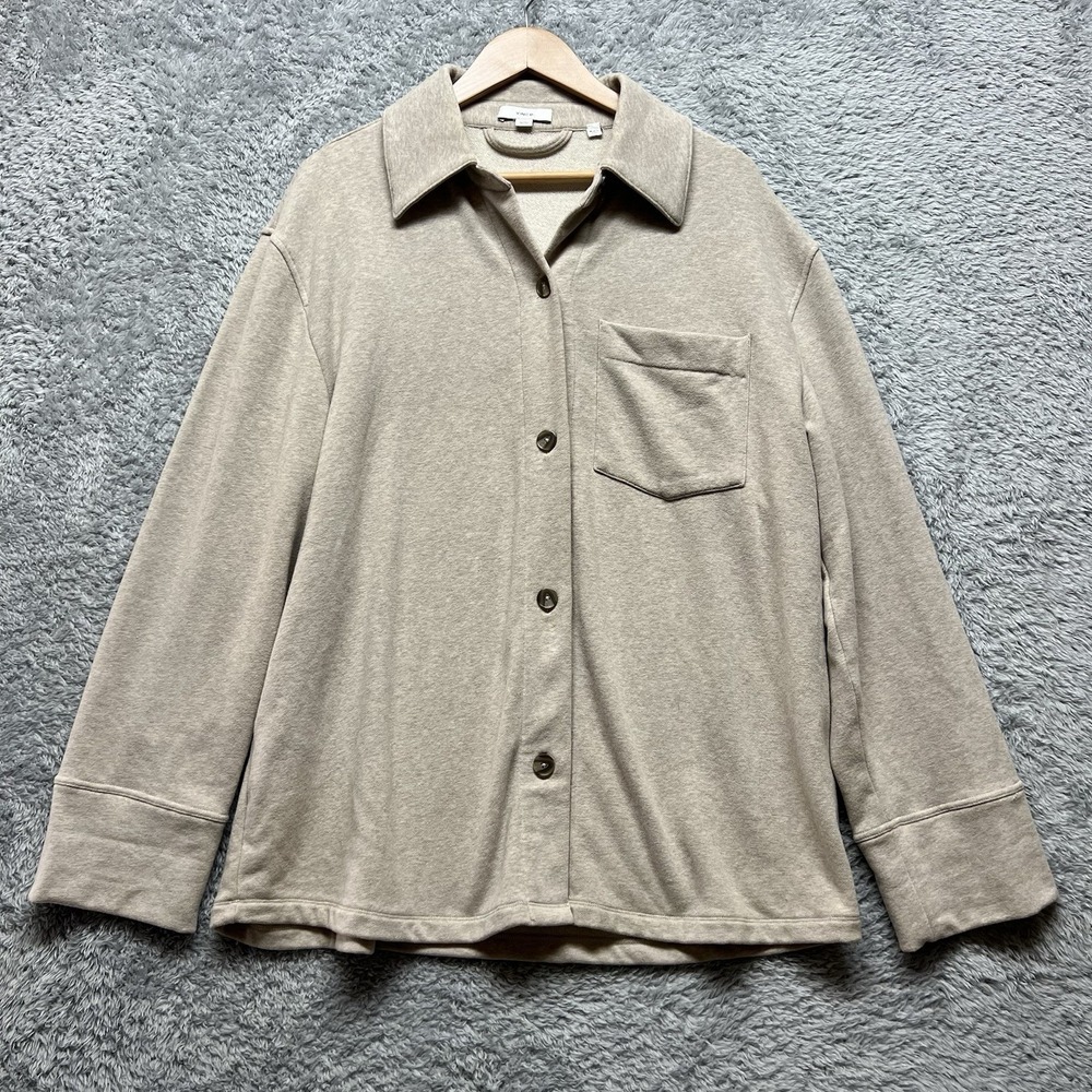 Vince Jacket Womens XLBeige Button Up Oversized Relaxed Shacket Coat Soft Pocket